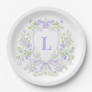 Sweet Crest w/ Lavender Bows |  Paper Plates