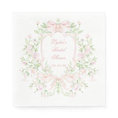Sweet Crest w/ Pink Bows | Monogram  Napkins