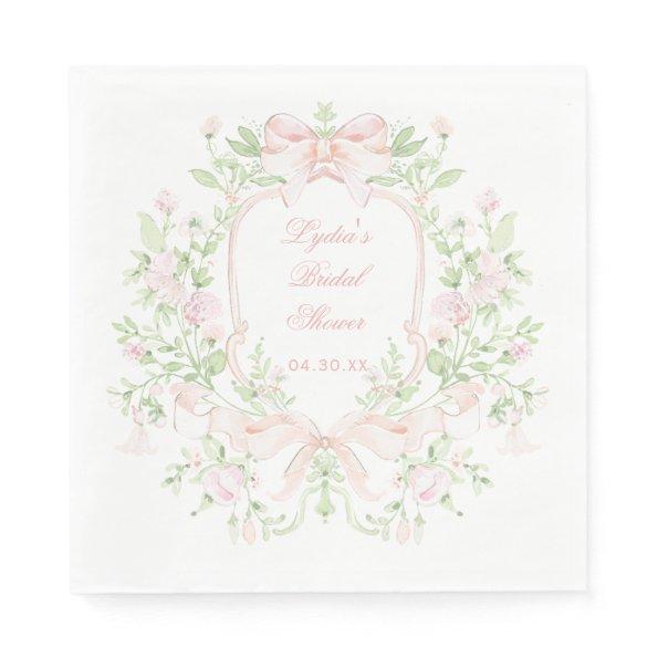 Sweet Crest w/ Pink Bows | Monogram  Napkins
