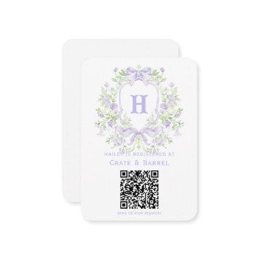 Sweet Crest with Lavender Bows Gift Registry Enclosure