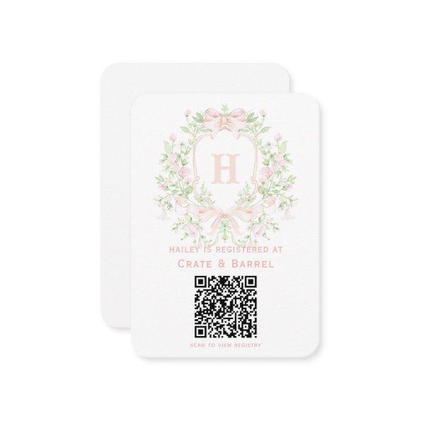 Sweet Crest with Pink Bows Gift Registry Enclosure
