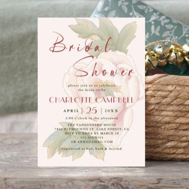Sweet Elegant Blush Pink Peony Rose Bridal Shower Save The Date