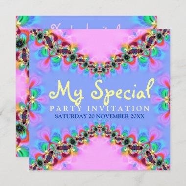 Sweet Girly Lace Fractal Special Party Invitations