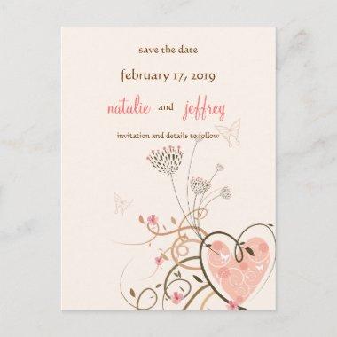 Sweet Heart & Butterfly Swirls Save The Date Invitations