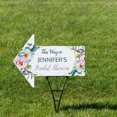 Sweet Lavender Boho Floral Bridal Shower This Way Sign