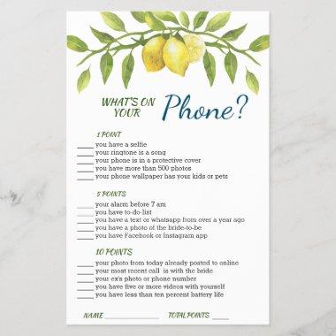 Sweet Lemons & Greenery Chic Bridal Shower Game