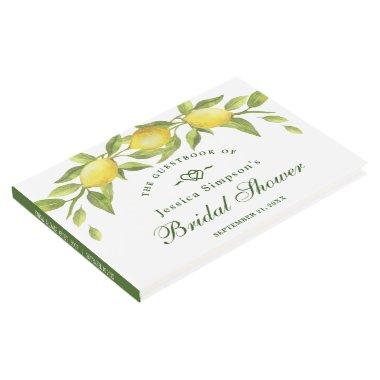 Sweet Lemons & Greenery Watercolor Bridal Shower Guest Book
