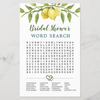 Sweet Lemons Word Search Bridal Shower Game