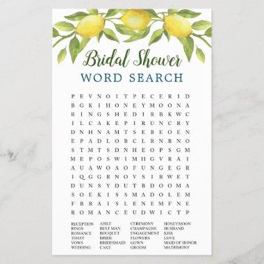 Sweet Lemons Word Search Bridal Shower Game
