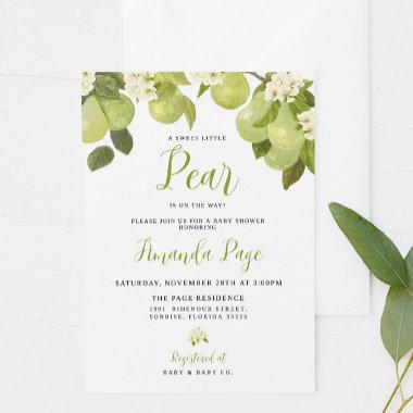 Sweet Little Pear Baby Shower Invitations