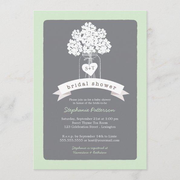 Sweet Mason Jar Neutral Bridal Shower Invitations