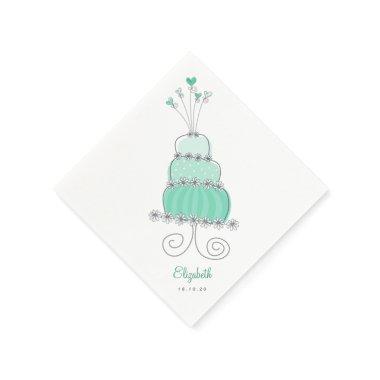 Sweet Mint Wedding Cake Chic Bridal Shower Party Paper Napkins