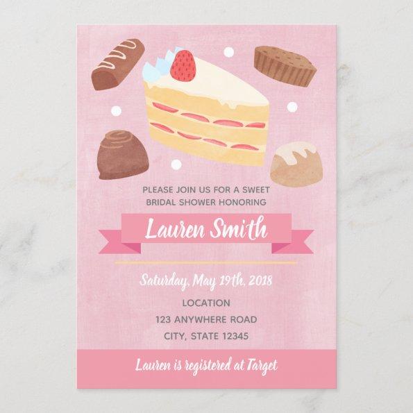 Sweet Pastry Cake Bridal Shower Invitations