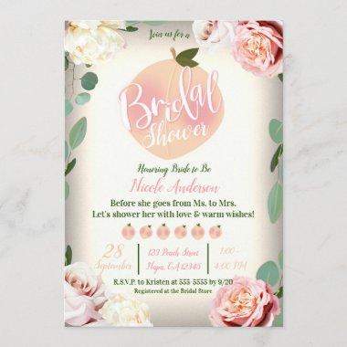 SWEET PEACH Southern Charm Floral Bridal Shower Invitations