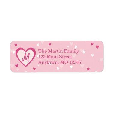 Sweet Pink Hearts Valentine Return Address Label