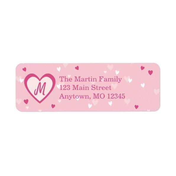 Sweet Pink Hearts Valentine Return Address Label