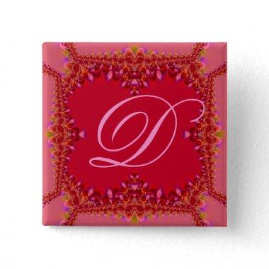 Sweet Pinks Lace Monogram Button