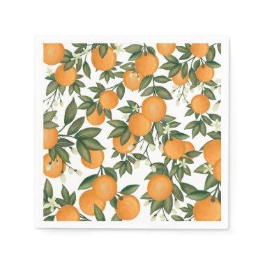 Sweet Summer Citrus Botanical Oranges Greenery Napkins