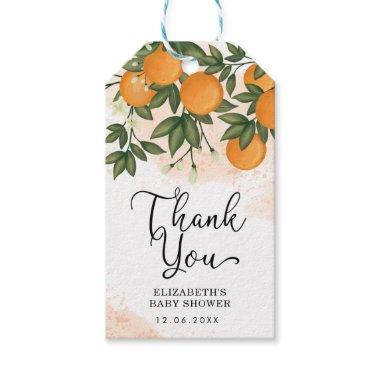 Sweet Summer Citrus Oranges Greenery Baby Shower Gift Tags