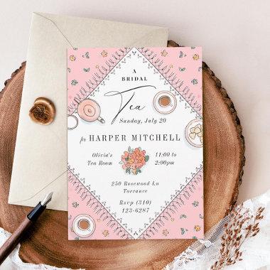 Sweet Tea Party Pink Bridal Shower Invitations