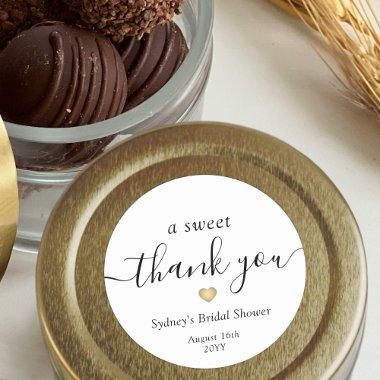 Sweet Thank You Simple Script  Favor Classic Round Sticker