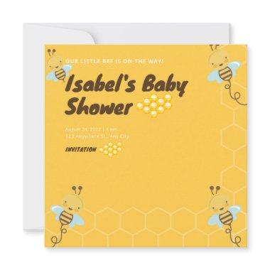 Sweet Yellow Gold Honey Bee Floral Baby Shower