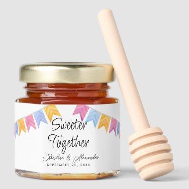 Sweeter Together Wedding bride groom bunting flags Honey Jar Favors