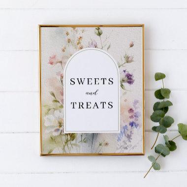 Sweets & Treats Rustic Watercolor Wildflowers Sign