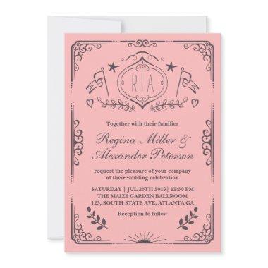 Swirl Curl Victorian Vintage Wedding Invitations