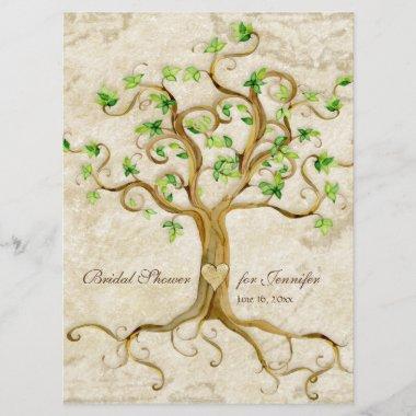Swirl Tree Roots Antiqued Tan Bridal Shower Invitations
