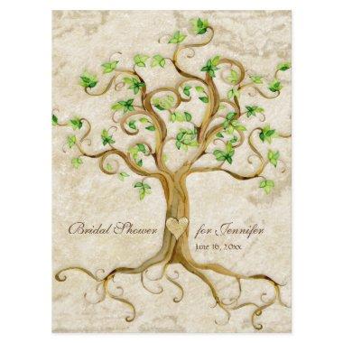 Swirl Tree Roots Antiqued Tan Bridal Shower Invitations