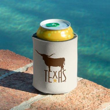 Symbols of Texas, Longhorn, brown Can Cooler
