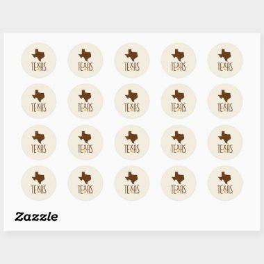 Symbols of Texas, State of Texas, brown Classic Round Sticker