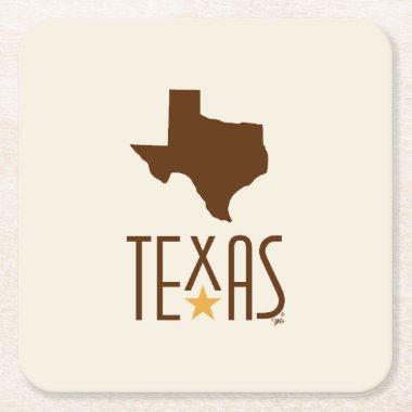 Symbols of Texas, State of Texas, brown Square Paper Coaster