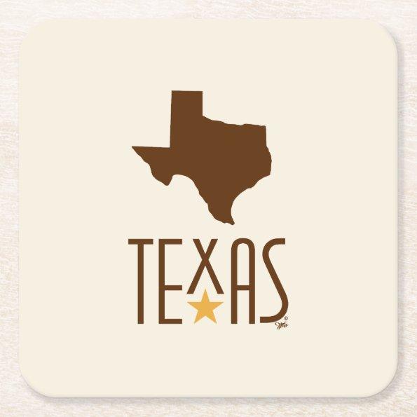 Symbols of Texas, State of Texas, brown Square Paper Coaster