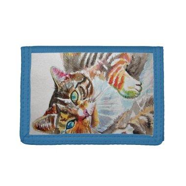 Tabby Cat cats pet art Watercolor Ladies Wallet