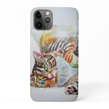 Tabby Cat cats pet art Watercolor Ladies Wallet iPhone 11 Pro Case