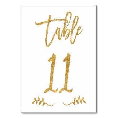 Table 11 | Elegant Gold Handwriting Brushed Laurel Table Number