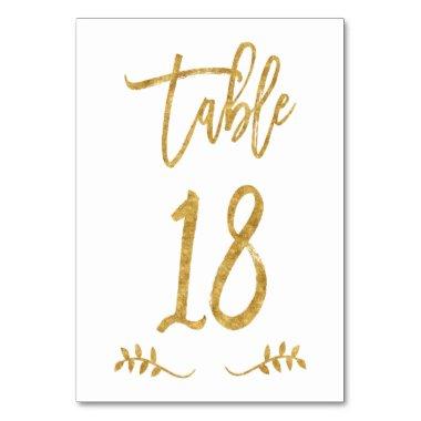 Table 18 | Elegant Gold Handwriting Brushed Laurel Table Number