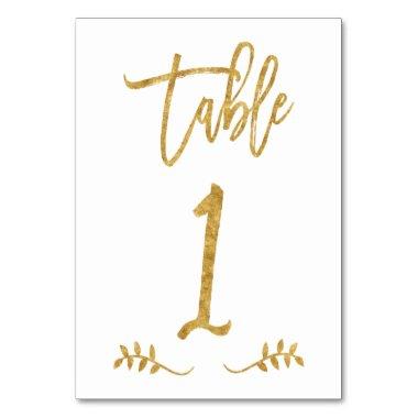 Table 1 | Elegant Gold Handwriting Brushed Laurel Table Number