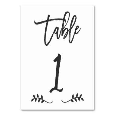 Table 1 | Simple Black Handwriting Brushed Laurel Table Number