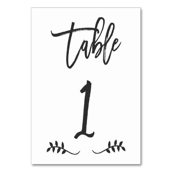 Table 1 | Simple Black Handwriting Brushed Laurel Table Number