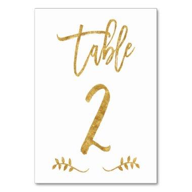 Table 2 | Elegant Gold Handwriting Brushed Laurel Table Number