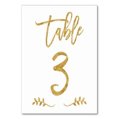 Table 3 | Elegant Gold Handwriting Brushed Laurel Table Number
