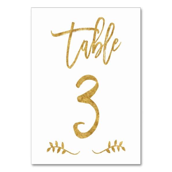 Table 3 | Elegant Gold Handwriting Brushed Laurel Table Number