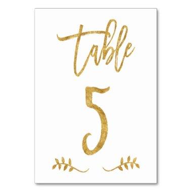 Table 5 | Elegant Gold Handwriting Brushed Laurel Table Number