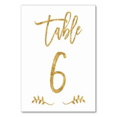 Table 6 | Elegant Gold Handwriting Brushed Laurel Table Number