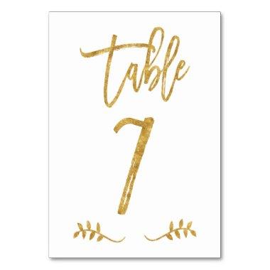 Table 7 | Elegant Gold Handwriting Brushed Laurel Table Number