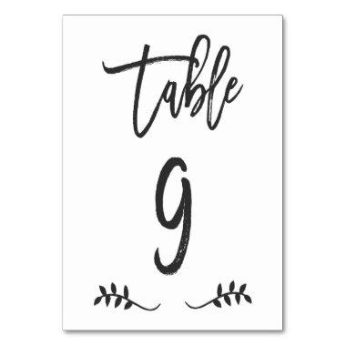 Table 9 | Simple Black Handwriting Brushed Laurel Table Number