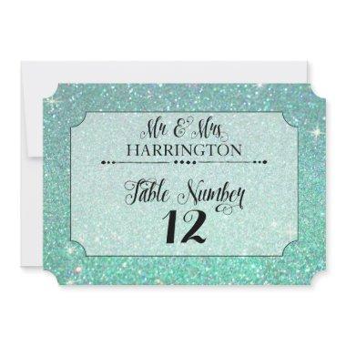 Table Number Aqua Glitter Mr. & Mrs. Modern Fab